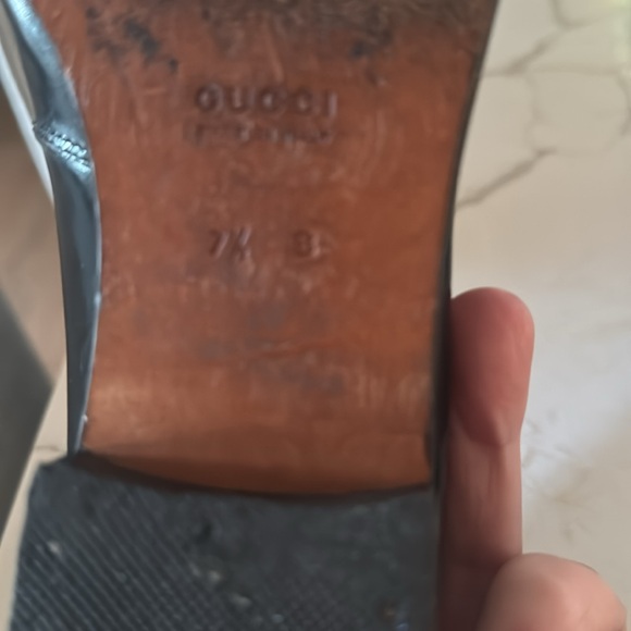 Gucci Black Square Toe Loafers silver chain accent Womens Size 7.5 b black soft - Picture 6 of 6